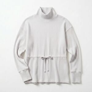 Haven Well Within Ottoman Rib Drawstring Waist Tunic Top Oatmeal Womens Medium